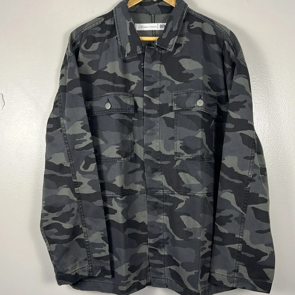 Lovers +‎ Friends X REVOLVE Revolve Denim Camo Long Sleeve Jacket NWOT